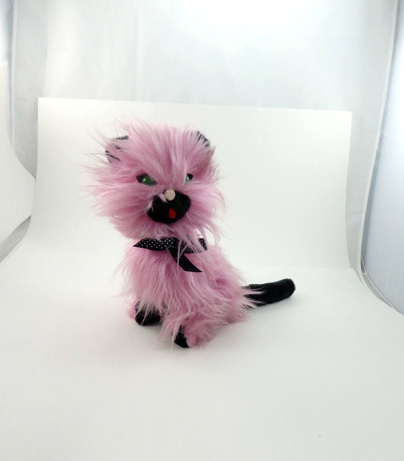 Vintage 50s Pink Cat Plush Toy 1950s Stuffed Animal Plush Vintage 50s Pink Cat Plush Toy 1950s Stuffed Animal Plush