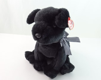 Vintage Ty Beanie Buddy Luke Labrador Retriever Knuffel, Black Lab Pluche Puppy, Zwarte Hond Pluche Knuffeldier, Gevulde Hond Plushie