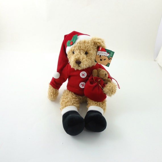 Ours de Noël en peluche, Noël mignon ours en peluche peluche poupée jouet  Animal en peluche, Cadeaux de fête de Noël fournitures cadeaux