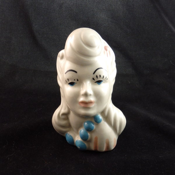 Vintage White Lady Head Vase, Lady Head Planter Pot, Ceramic Vase, Flower Vase, Mid Century Decor, Indoor Planter