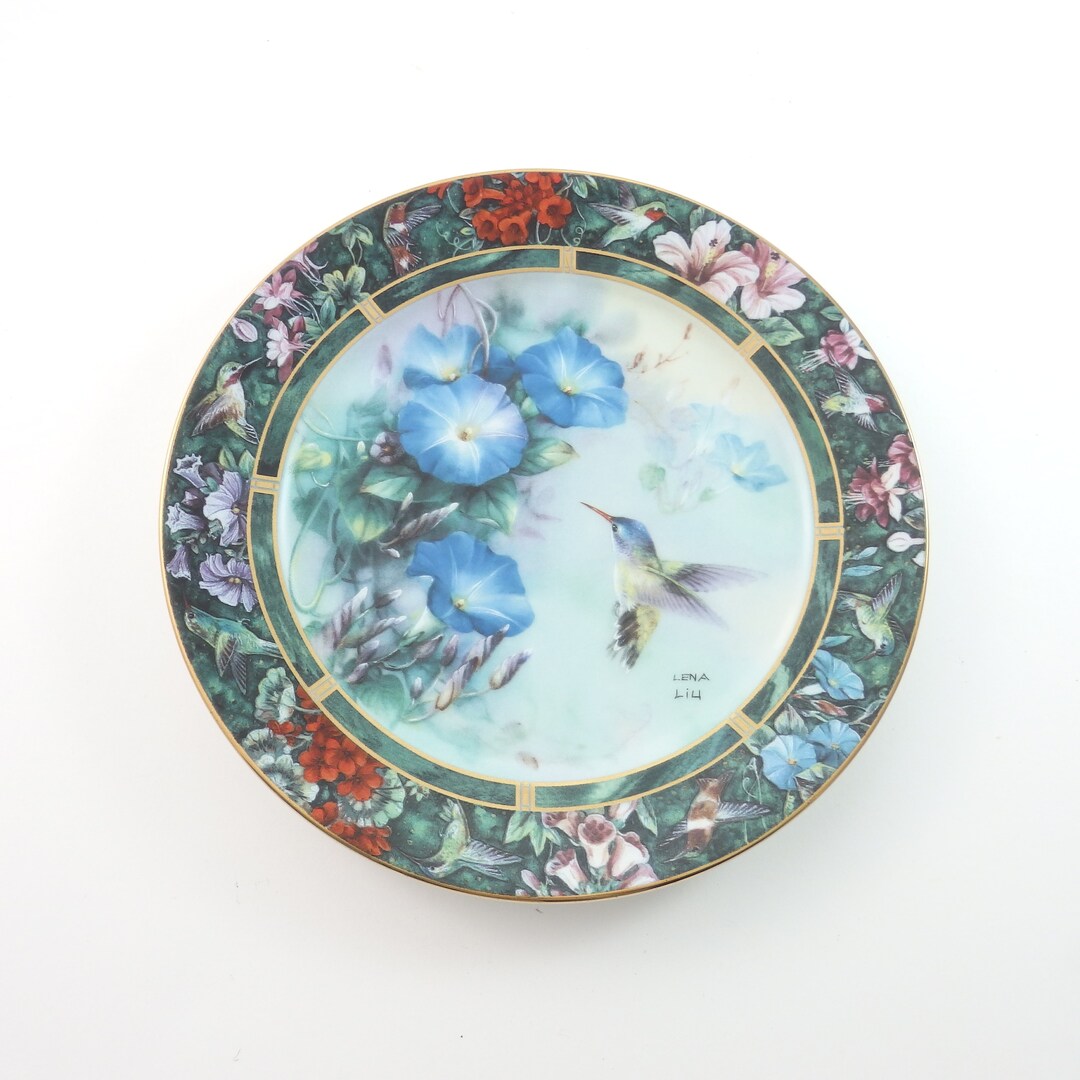 Vintage Violet Crowned Hummingbird Plate, Lena Liu Art Plate ...