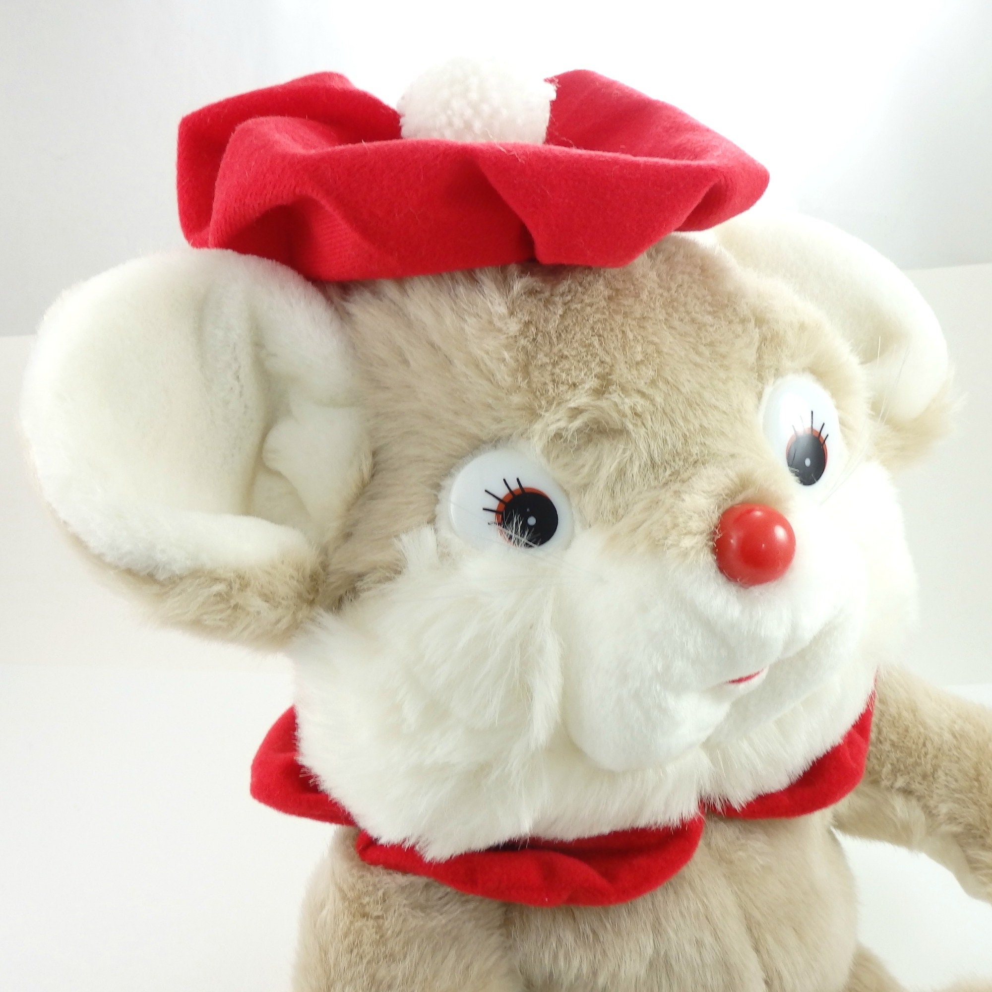 Vintage 80s Christmas Mouse Plush Toy Stuffed Animal Stuffed | Etsy