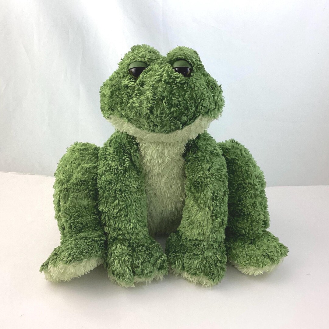 Vintage Green Frog Plush Toy, Croaking Plush Frog Stuffed Animal ...