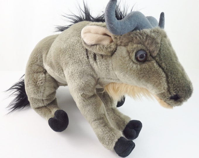 Vintage Wildebeest Plush Toy, Stuffed Wildebeest Plushie, African