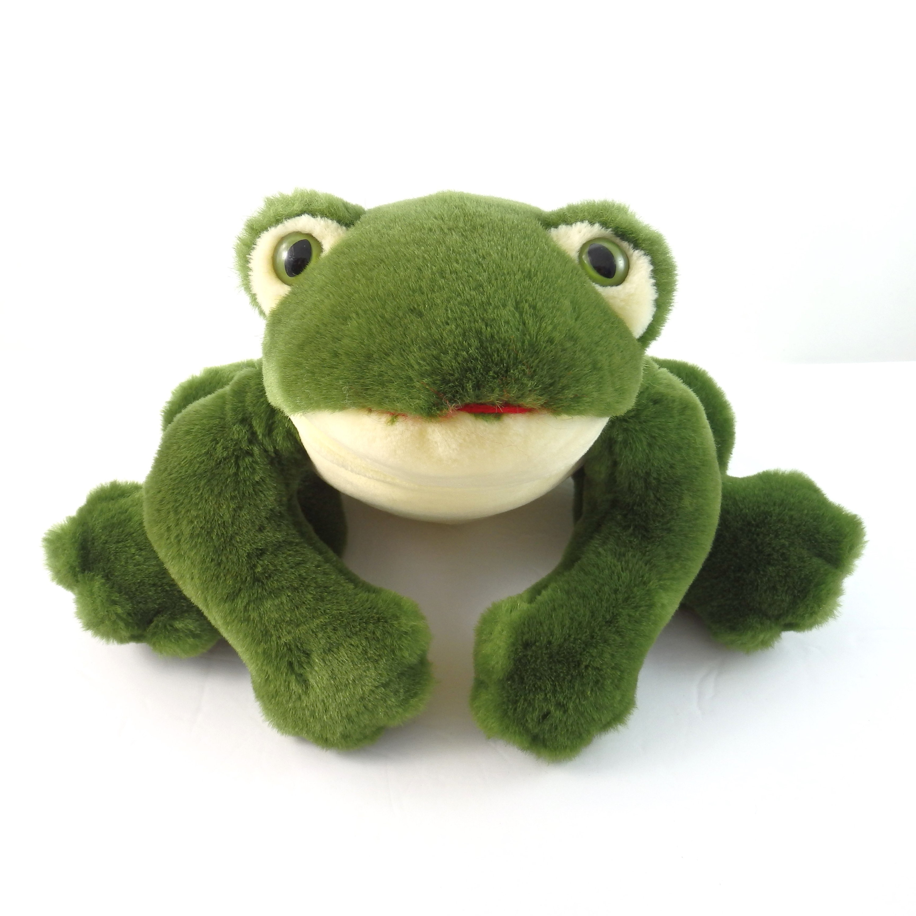 Vintage 90s Ty Green Frog Plush Toy Croaking Plush Frog Stuffed