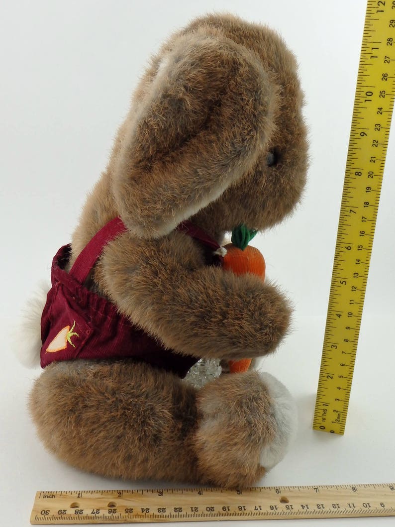 Vintage 80s Brown Bunny Rabbit Plush Toy With Carrot Overalls | Etsy
