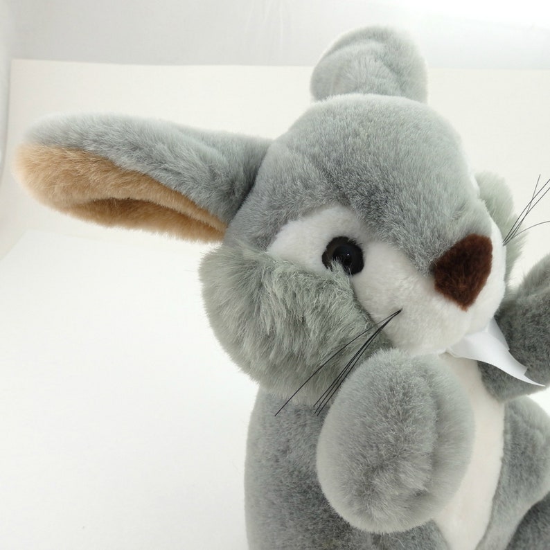 Vintage 80s Gray Rabbit Plush Toy Stuffed Animal Stuffed Etsy