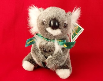 Vintage Koala oso peluche juguete, mamá y bebé Koala peluche, animal relleno, oso de peluche, oso koala de peluche koala relleno, recuerdo de Australia