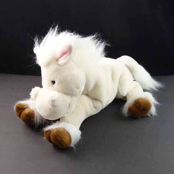 Vintage Commonwealth White Horse Plush Toy Stuffed Animal Etsy