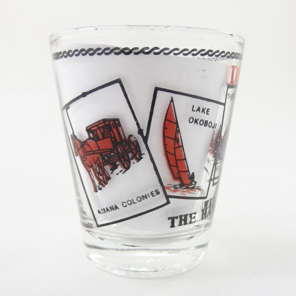 Vintage Iowa Shot Glass Jigger Iowa Souvenir Shot Glass Mid Etsy