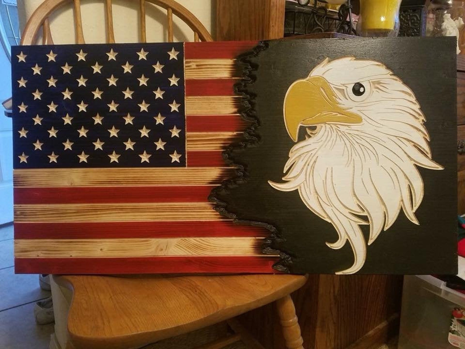 Bald Eagle Flagwood Flag Wooden Flag Rustic Flag American Etsy Sweden