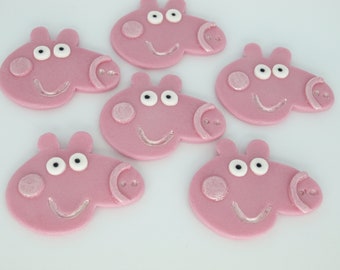 6x Peppa Pig Edible Cupcake Toppers Birthday Cake Decoration