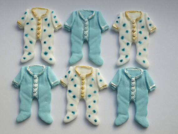 Fondant Baby Grow Baby Boy Cupcake Toppers Edible Etsy