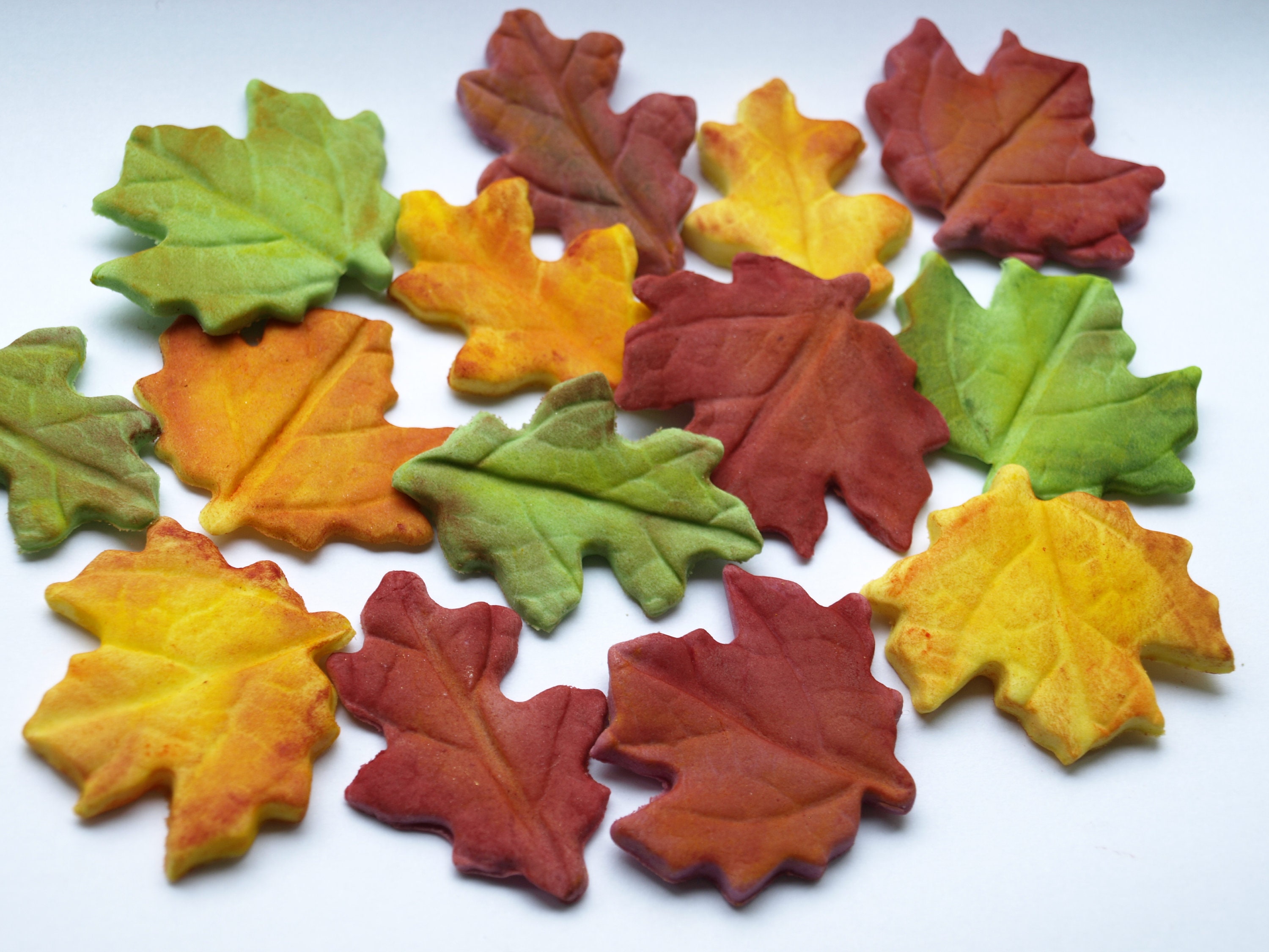 Edible Fall Maple Leaves Autumn Cupcake Toppers Fondant Cake Etsy