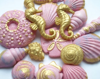 24x Edible Seahorse Seashells Under Sea Fondant Cake Topper Holiday Beach Decoration