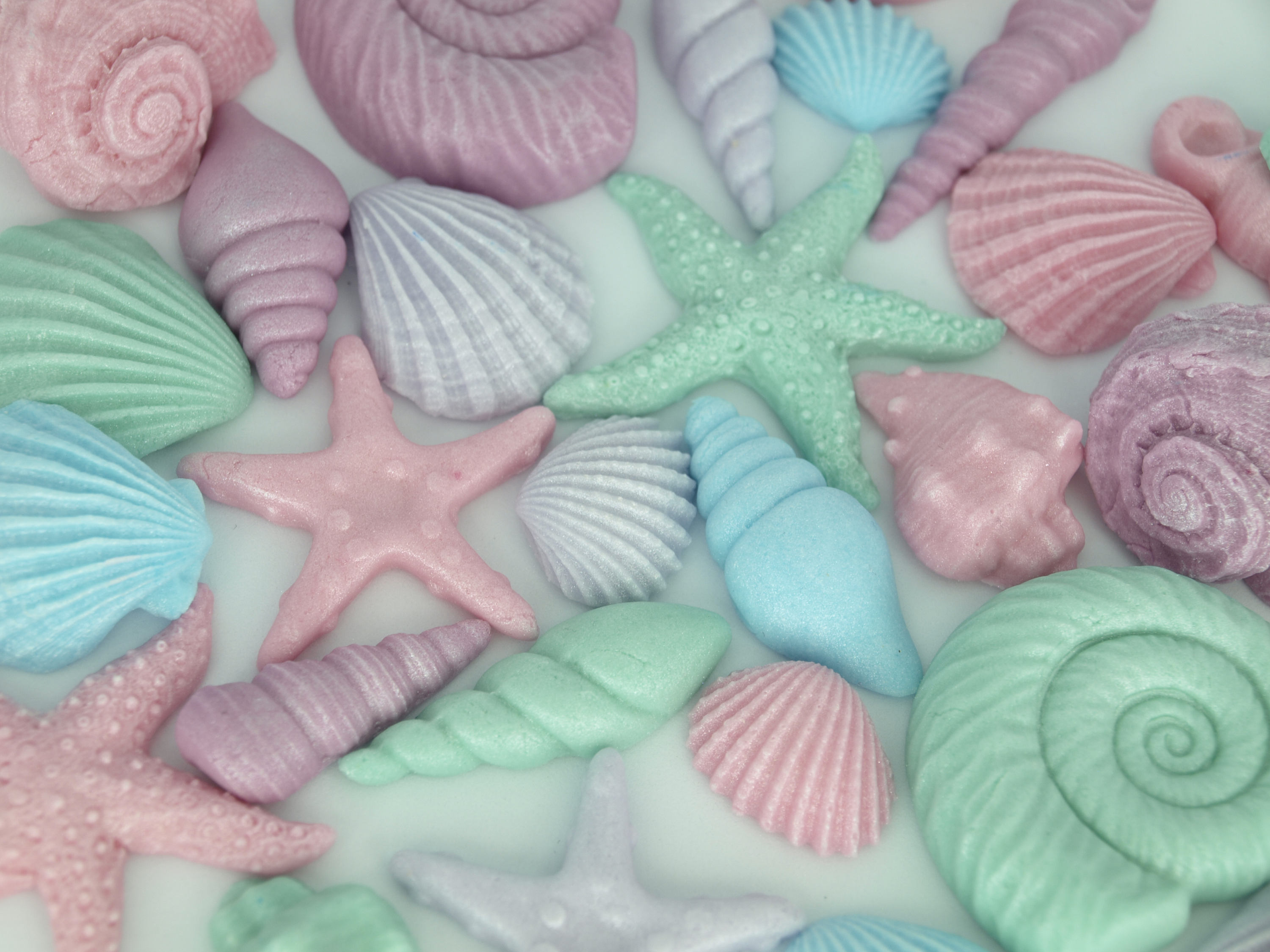 Mermaid Edible Seashells Fondant Cupcake Toppers Nautical Etsy