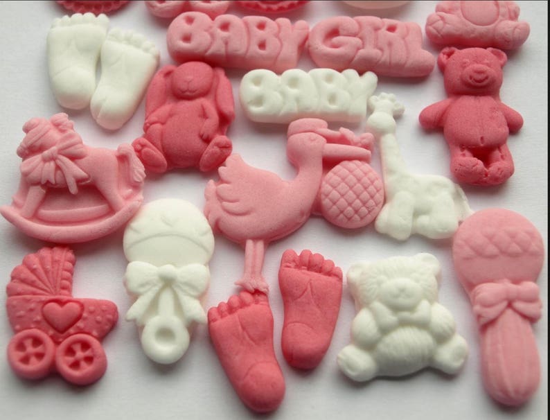 12 Heart Baby Grow Cupcake Toppers Cake Baby Shower Party Gender Reveal Boy Girl