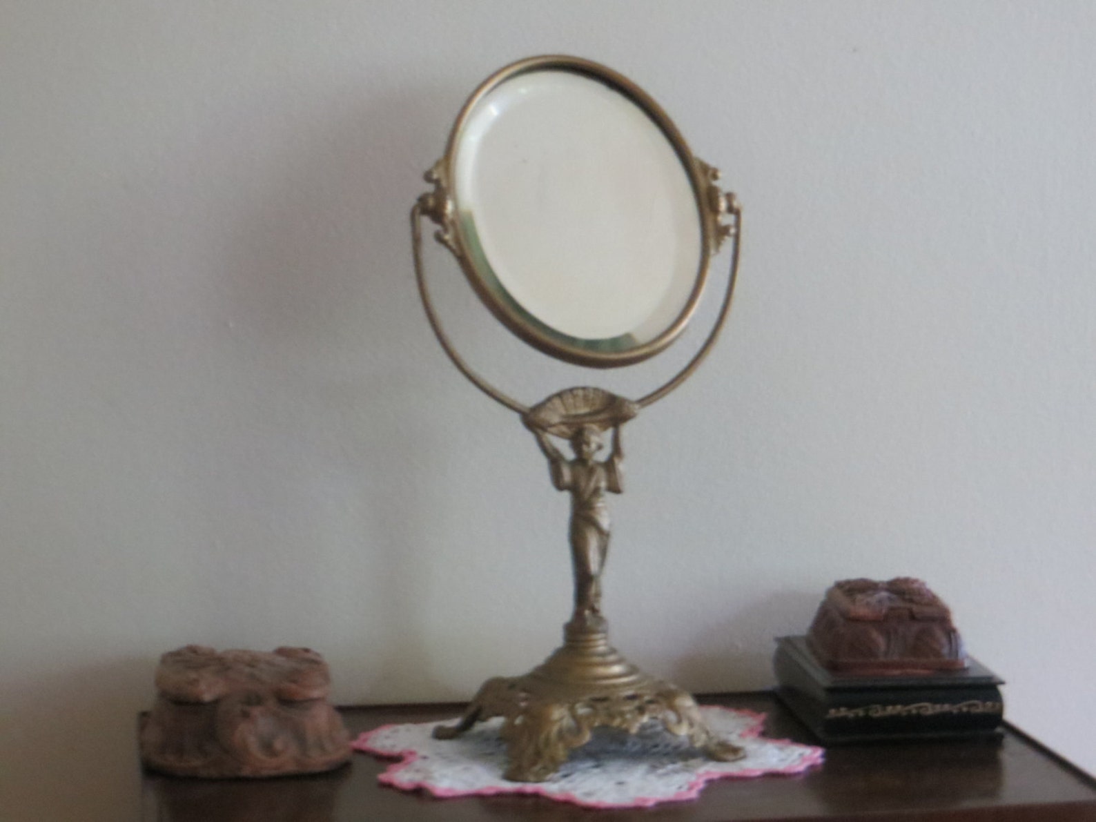 Antique Vanity mirror on stand made by Golden Manufacturing Etsy