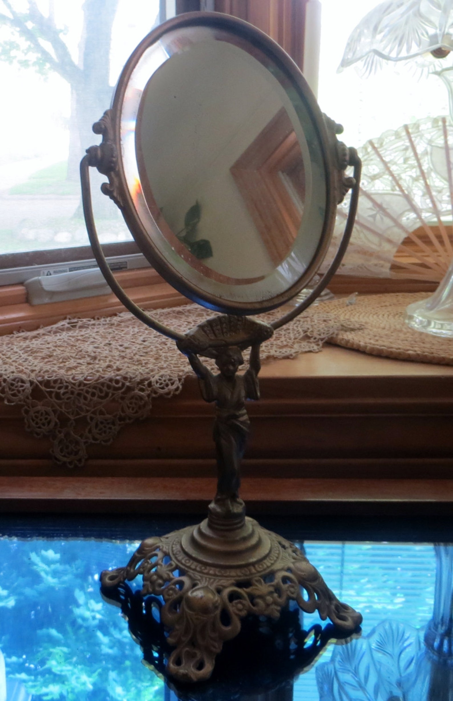 Antique Vanity mirror on stand made by Golden Manufacturing Etsy