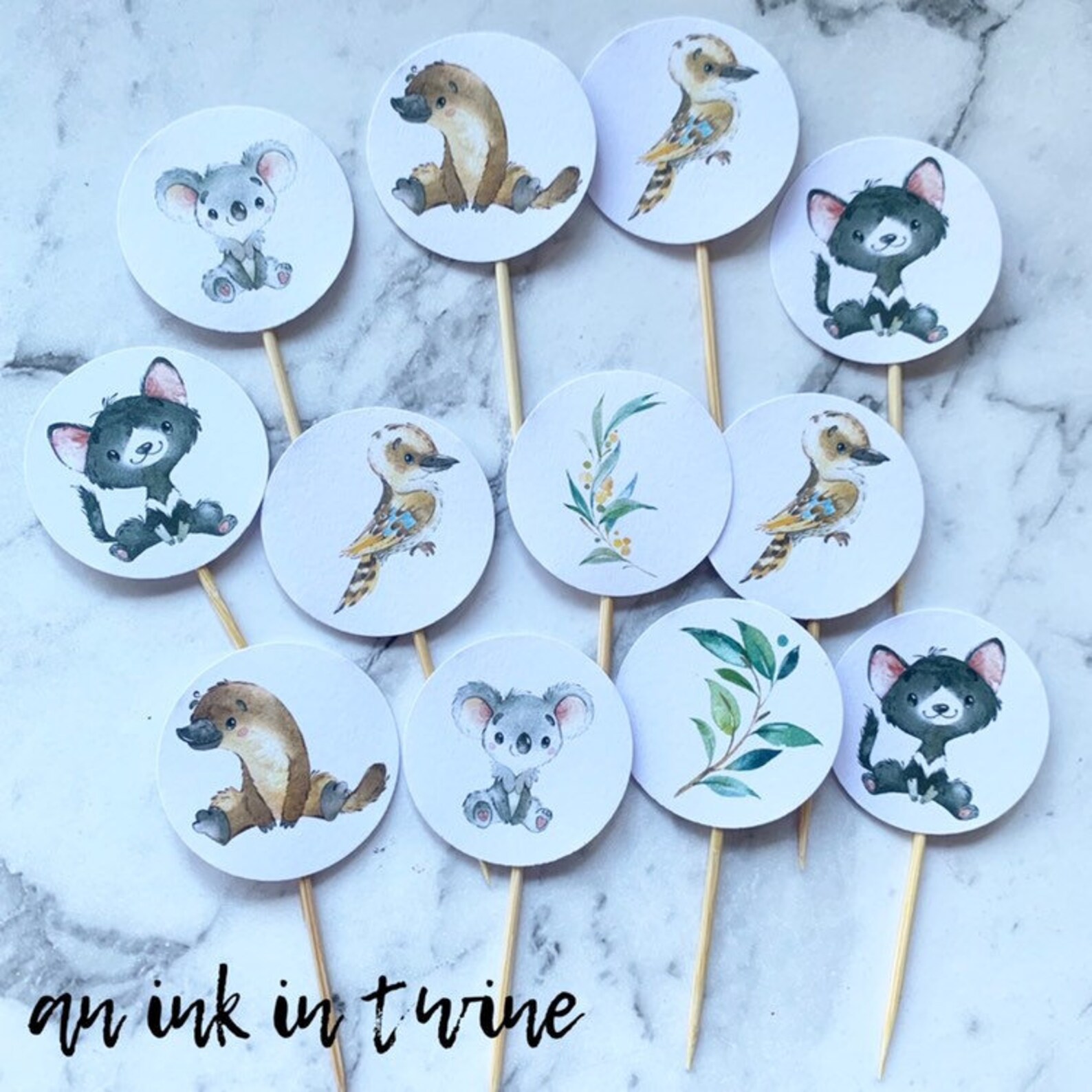 Australian Animal Cupcake Toppers Animal Cupcake Toppers Etsy Australia