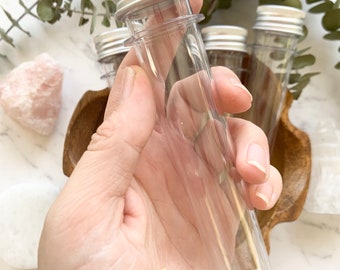 1x Clear plastic test tube - Silver lid