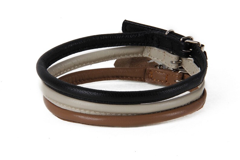 Colorful Rolled Leather Dog Collar Soft 3 Colors Sizes Xxxs Etsy