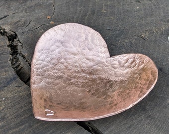 Artisan Crafted Hammered Copper Heart Trinket Dish: Beautiful, Unique, Locally Made Artwork A Lovely Gift Idea!