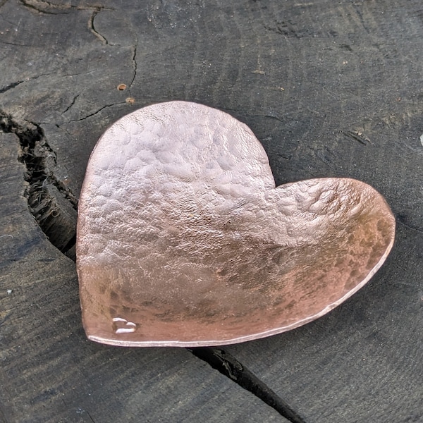 Artisan Crafted Hammered Copper Heart Trinket Dish: Beautiful, Unique, Locally Made Artwork A Lovely Gift Idea!