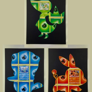 PKMN Unova Starter Energie Karte Silhouette Art (8.5&quot; x 11&quot;)