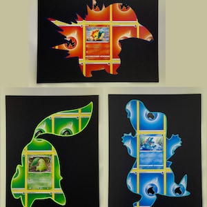 PKMN Johto Starter Energy Card Silhouette Art (8.5" x 11")
