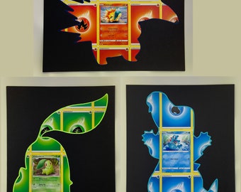 PKMN Johto Starter Energiekarte Silhouette Art (22 cm x 28 cm)