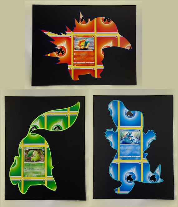 PKMN Johto Starter Energy Card Silhouette Art (8.5" X 11") - Etsy