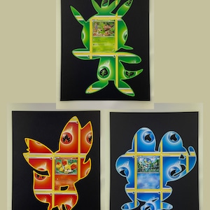 PKMN Kalos Starter Energy Card Silhouette Art (8.5&quot; x 11&quot;)