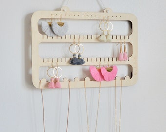 Wooden Earring Holder & Necklace Display Hanger