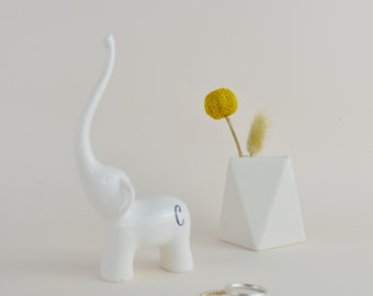 Personalised Elephant Ring Stand - White