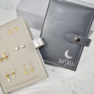 The Little Book of Earrings - Moon - Book for Storing Girls Earrings - Earring holder - 10 colours - add name to apply to book