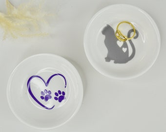 Cat Trinket Dish – Porcelain Ring Holder, Cat Lover Gift