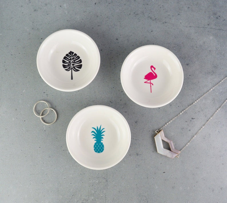 Mini Ring Dish Flamingo, Monstera or Pineapple image 1