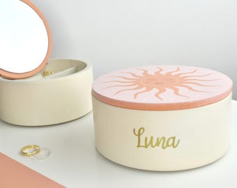 Personalised Ceramic Sun Trinket and Jewellery Box