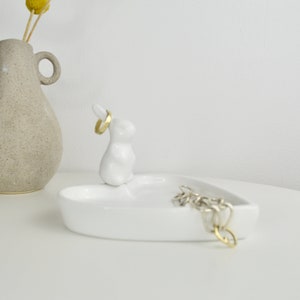 Rabbit Heart Ceramic Jewellery Dish - Personalised