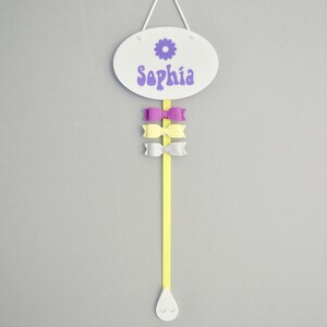 Personalised Daisy Hair Bow Holder - One or Two Ribbons