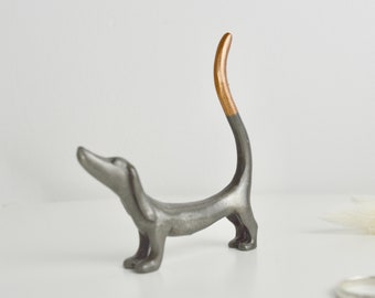 Copper Dachshund Dog Ring Stand - Gift Set