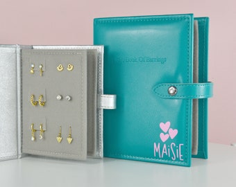 The Little Book of Earrings - Hearts - Book for Storing Girls Earrings - Earring holder - 10 colours - add name to apply to book