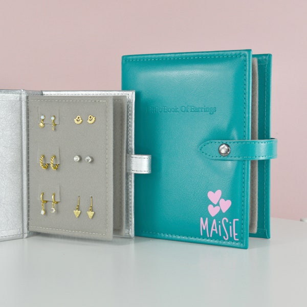 The Little Book of Earrings - Hearts - Book for Storing Girls Earrings - Earring holder - 10 colours - add name to apply to book