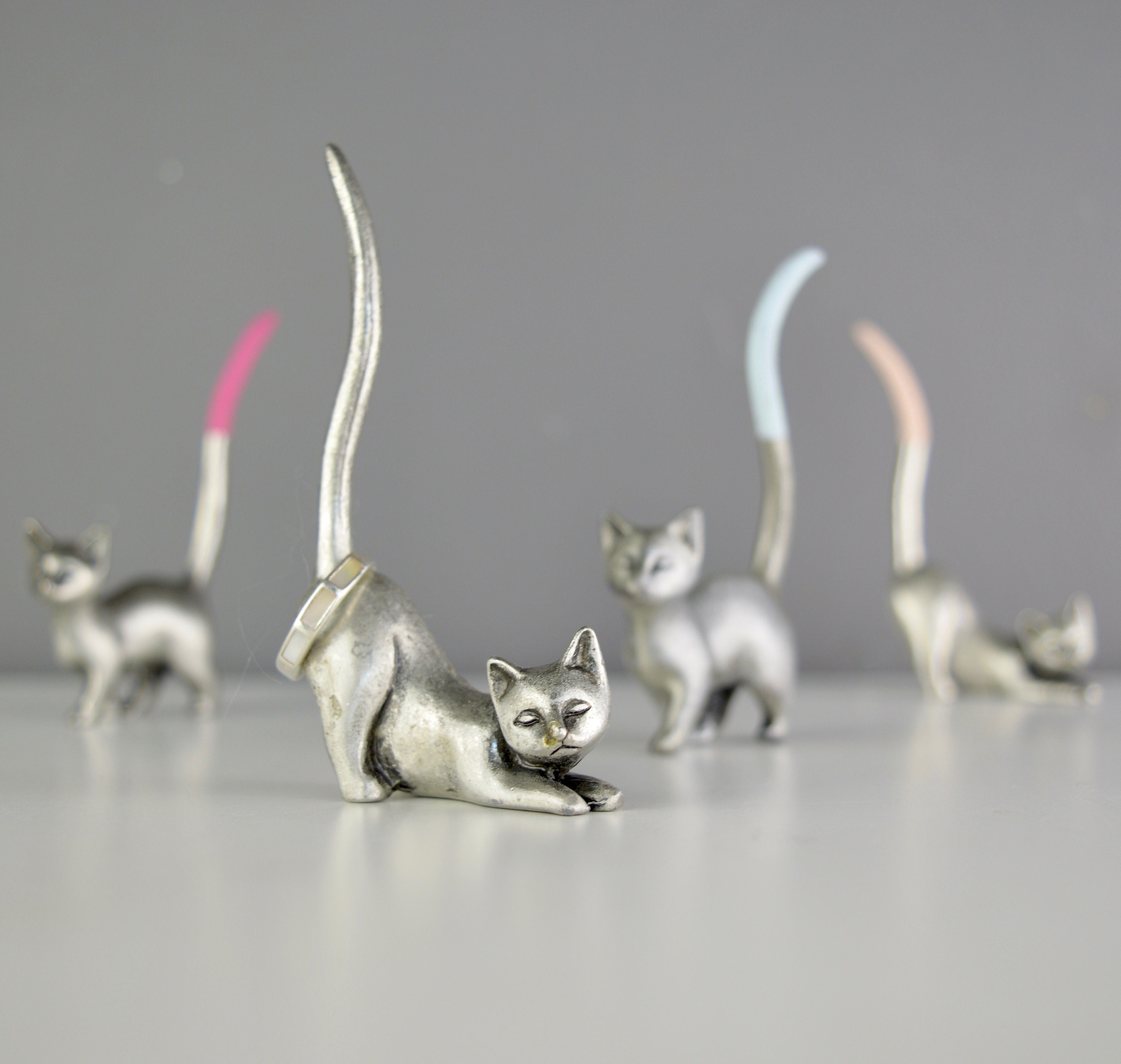 Pewter Cat Ring Stand Holder Etsy