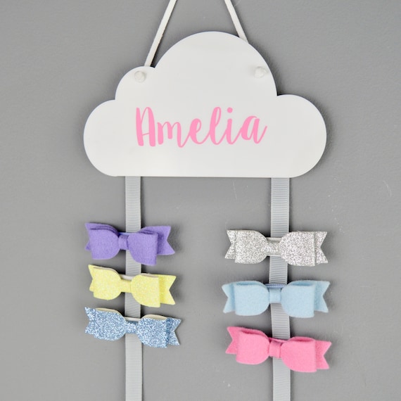 Hair Bow Hanger COLOURFUL Personalised Cloud Hair Bow Holder 