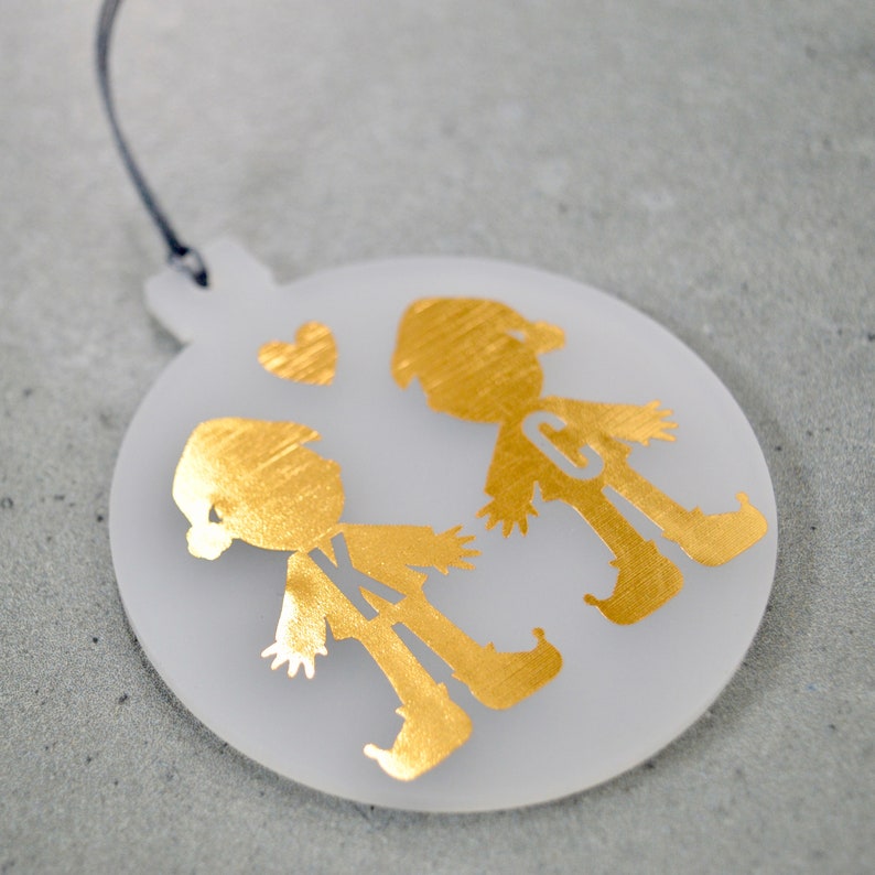 Personalised Elf Christmas Tree Bauble Decoration 34 Colours Etsy