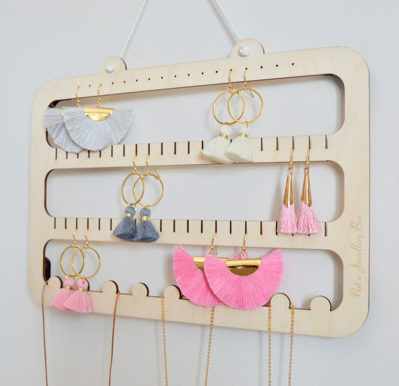 Wooden Earring Holder & Necklace Display Hanger Etsy UK