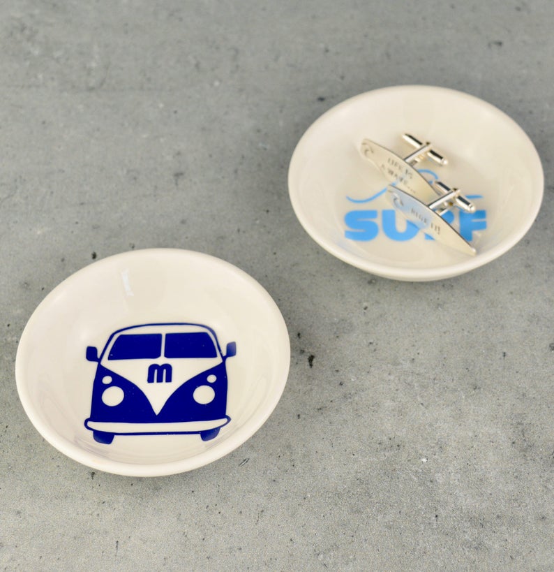 Camper Van Gift Cufflinks Dish Surf Gift Dad Cufflinks - Mens Jewellery Dish Mens Jewellery Box Cufflink Holder Beach Lover