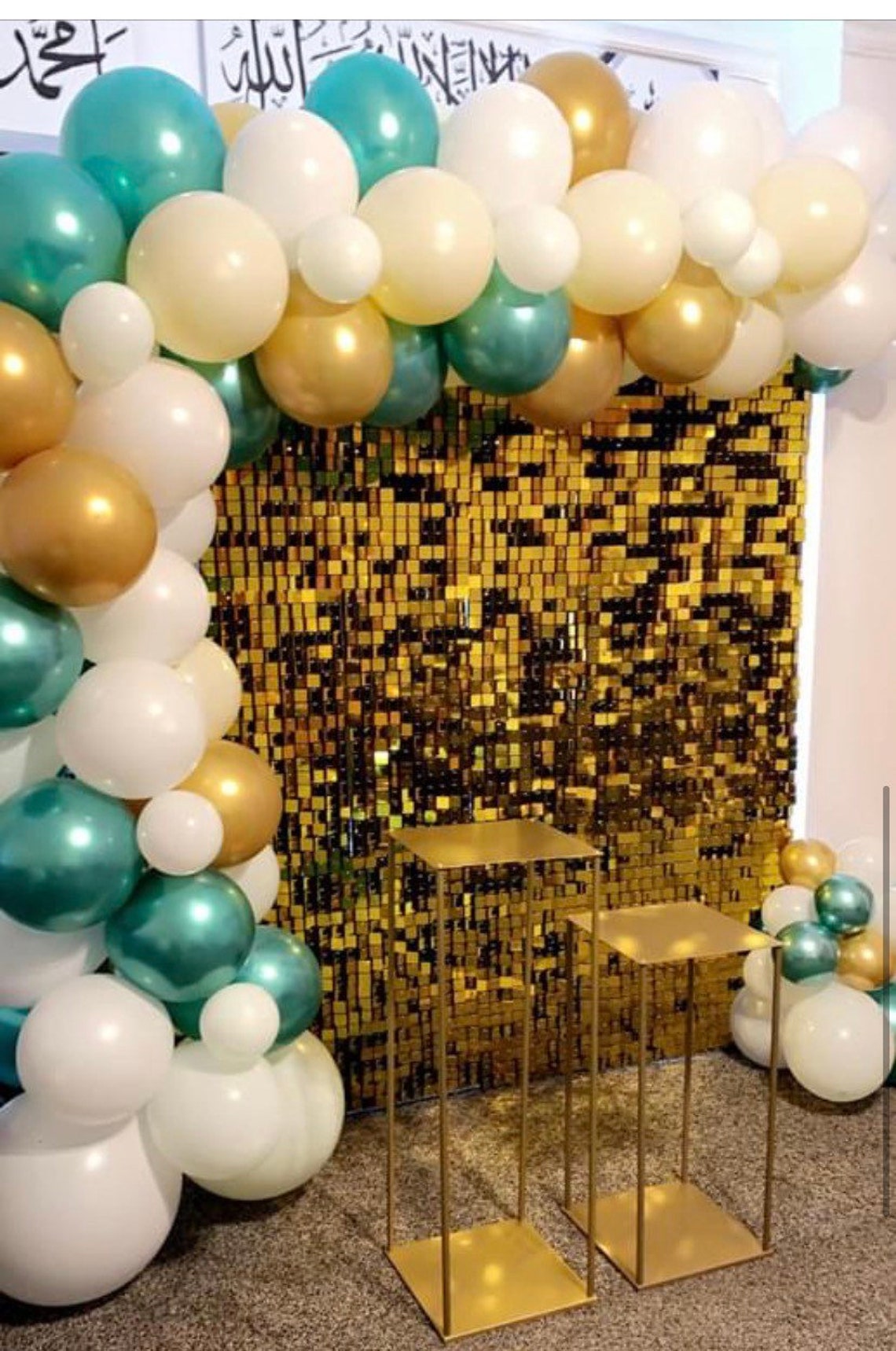 24 x Gold Sequin Shimmer Wall Panel Tile Backdrop 30cm X 30cm. Etsy